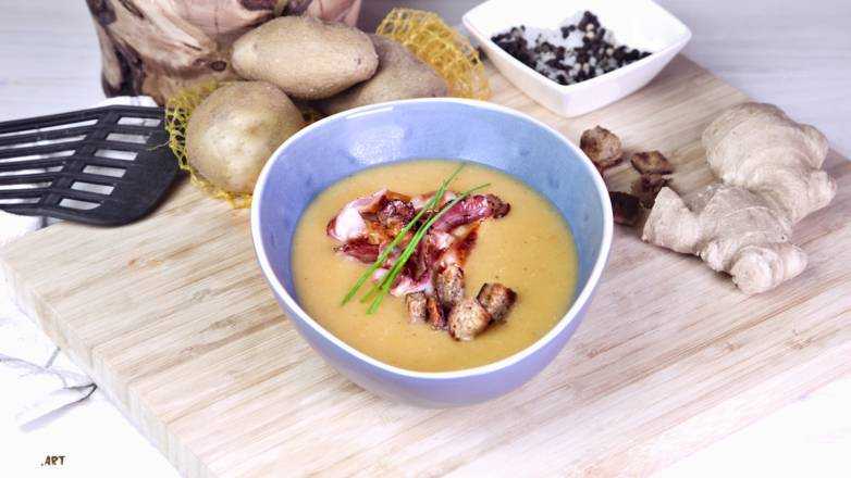 Kartoffel Creme Suppe mit Speck Rezept