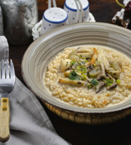 Risotto Kräuterseitling Frühlingszwiebel Soße, absolut eine Gaumenfreude!