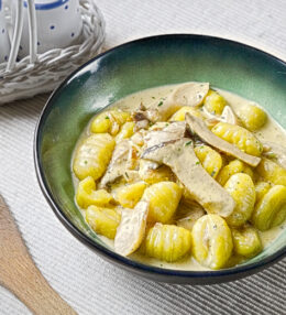 Gnocchi Kräuterseitling mit sämiger Soße, absolut Alltagsküche, fertig in 25 Minuten!