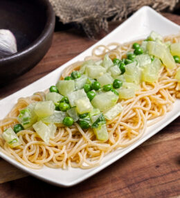 Kohlrabi Pasta mit Erbsen, Genuss mit Gemüse, fertig in 25 Minuten! Schmackhaft!