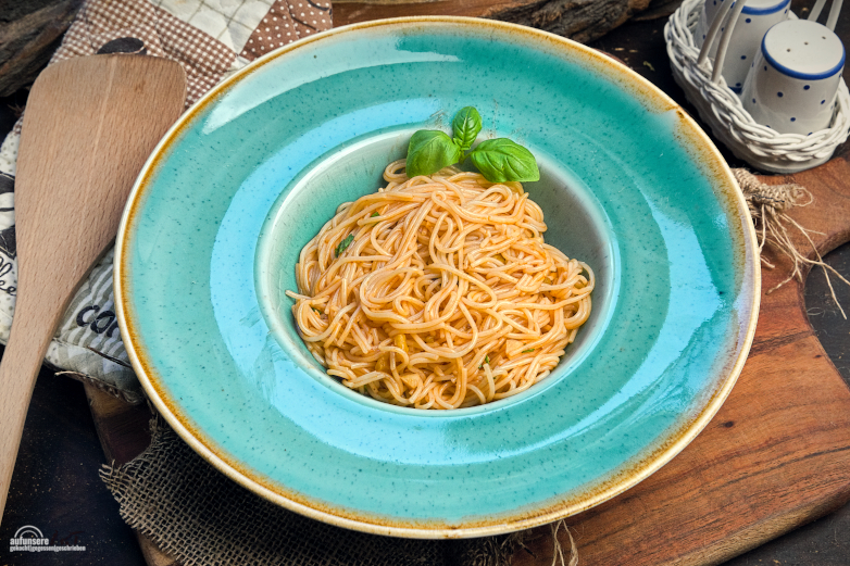 Auberginen Knoblauch Spaghetti Rezept, Auberginen Knoblauch Pasta
