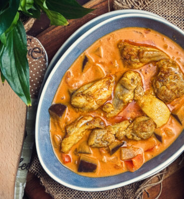 Auberginen Kokos Curry Rezept, Curry mit Huhn