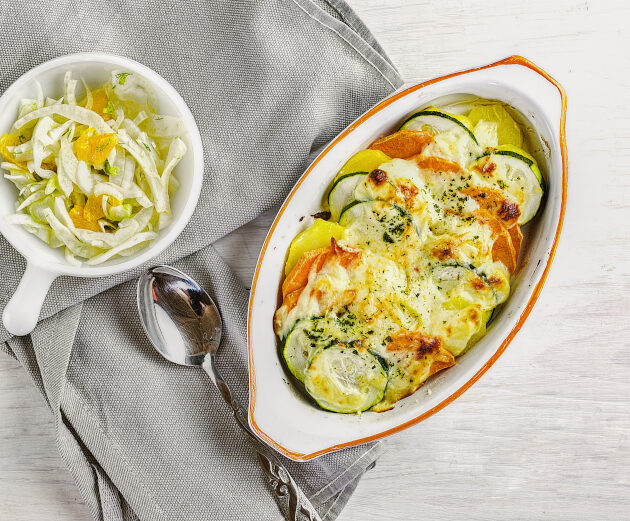 Suesskartoffel Zicchini Gratin Rezept Süßkartoffel Zucchini Gratin