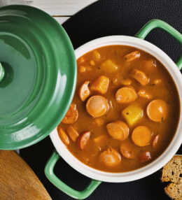 Süßkartoffel Gulasch, Frankfurter, Debrecziner, absolut wunderbar kombiniert fertig in 30 Min.